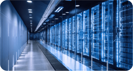 Pasillo de servidores representando base de datos digital